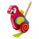 Детска дървена играчка BigJigs Push Along Parrot за бутане  - 1
