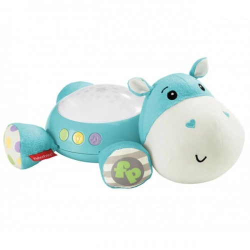 Бебешка музикална лампа-прожектор плюшен хипопотам, син | P89373