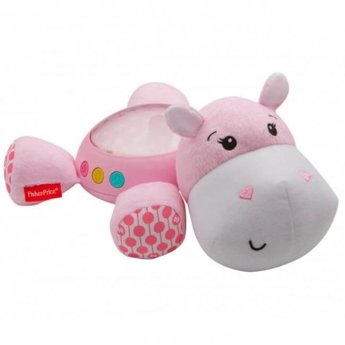 Бебешка Музикална лампа-прожектор плюшен хипопотам, розов | P89374
