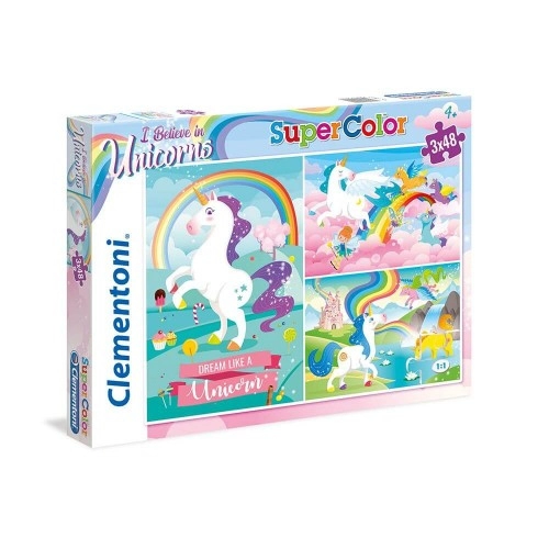 Детски пъзел Clementoni I believe in Unicorns 3x48 части | P89822