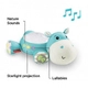 Бебешка музикална лампа-прожектор плюшен хипопотам, син  - 6