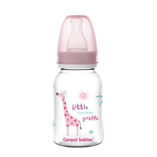 Шише за хранене Canpol babies, Transparent, 3м+, 120 мл., розово | P91415