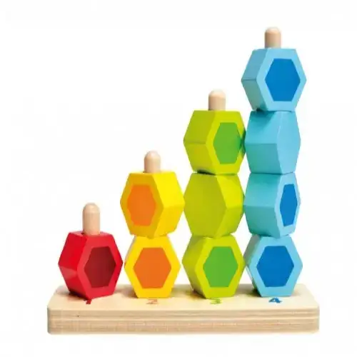 Детски разноцветни дървени форми за нанизване Hape | P92254