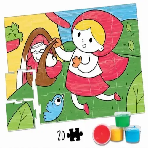 Детски пъзел за оцветяване Educa - Червената шапчица, с боички | P92692