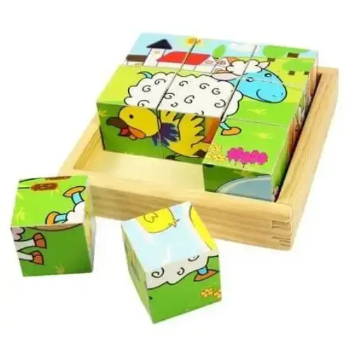 Детска дървени кубчета BigJigs Animal Cube Puzzle | P92779