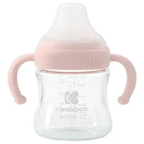 Бебешко стъклено шише Kikka Boo 180мл розово | P93232