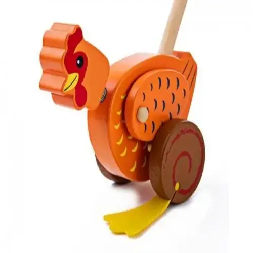 Детска дървена играчка за бутане BigJigs Петле | P93343