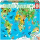 Детски пъзел Educa - Световна карта с животни  - 1