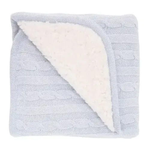 Бебешко плетено памучно одеяло с шерпа Kikka Boo Light Blue | P96232