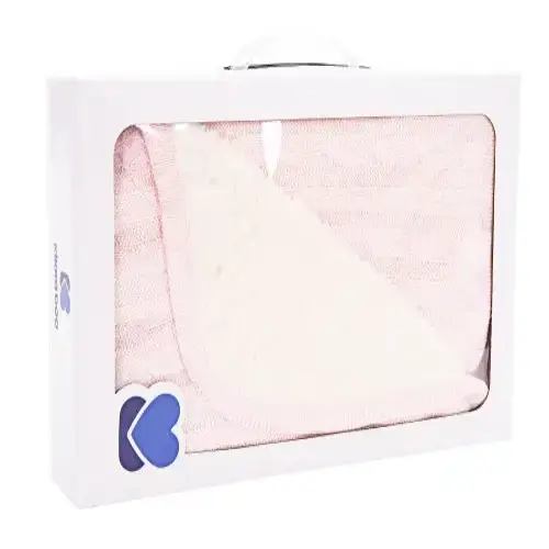 Бебешко плетено памучно одеяло с шерпа Kikka Boo Light Pink | P96234