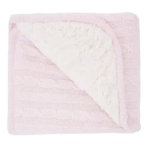 Бебешко плетено памучно одеяло с шерпа Kikka Boo Light Pink | P96234