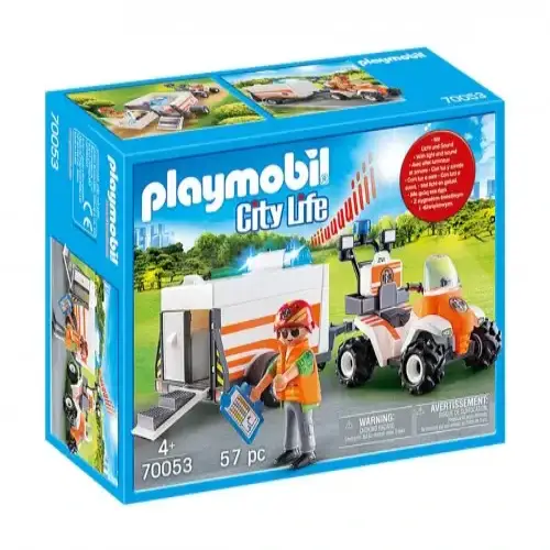 Детски комплект - АТВ за спешна помощ с ремарке Playmobil | P97108