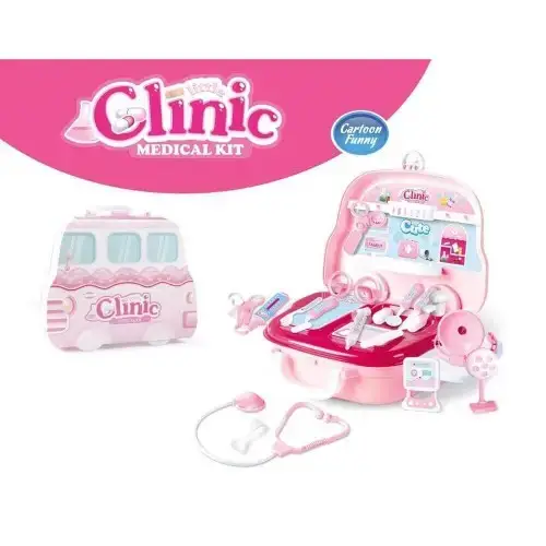 Детски сет-Чичо Доктор в куфарче на колела Little Clinic розово | P97257