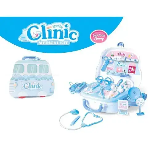Детски сет-Чичо Доктор в куфарче на колела Little Clinic Синьо | P97258