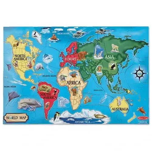 Детски пъзел Melissa&Doug Карта на света 33 ч. | P97740