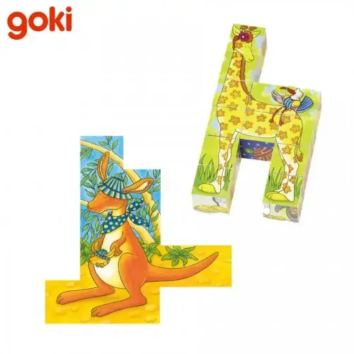 Дървени кубчета Goki Смешни животни | P98040