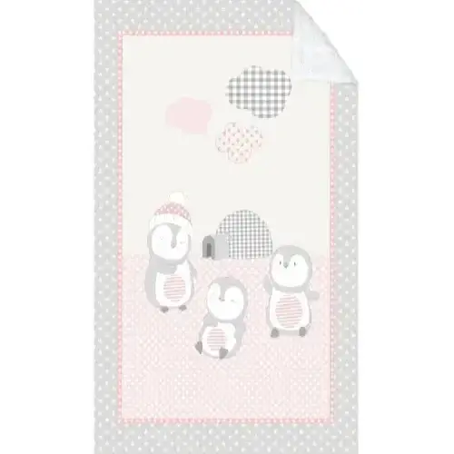 Супер меко бебешко одеяло с шерпа Pingui Family 110/140 см розово | P98314