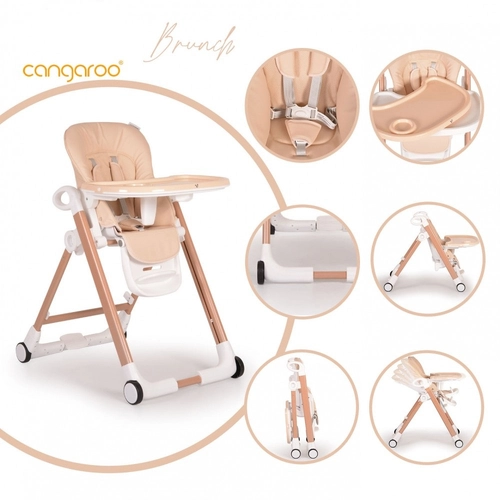 Бебешки детски стол за хранене Cangaroo Brunch бежов | P99155