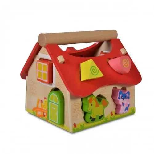 Детски дървен сортер къща с животни Moni Toys | P107014