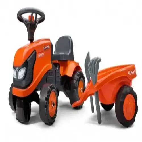 Бебешки трактор с ремарке, гребло и лопатка Falk, оранжев | P108587