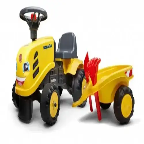 Бебешки трактор с ремарке Falk Komatsu, гребло и лопатка, жълт | P108591