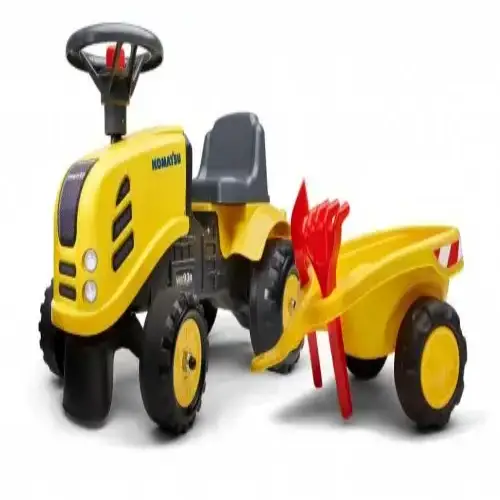 Бебешки трактор с ремарке Falk Komatsu, гребло и лопатка, жълт | P108591