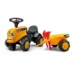 Бебешки трактор с ремарке, гребло и лопатка Falk, жълт  - 1