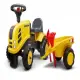 Бебешки трактор с ремарке Falk Komatsu, гребло и лопатка, жълт  - 1