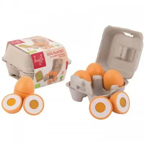 Детски дървени яйца - Комплект за детска кухня Joueco | P112158