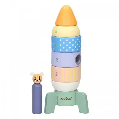 Детска дървена играчка Joueco за низане и сортиране-Ракета | P112168