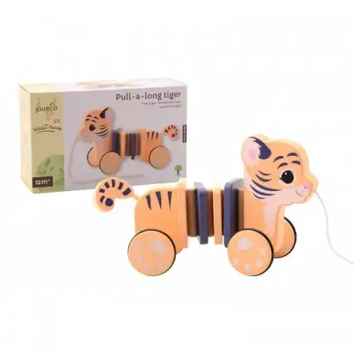 Детска дървена играчка за дърпане Joueco Тигърче | P112173