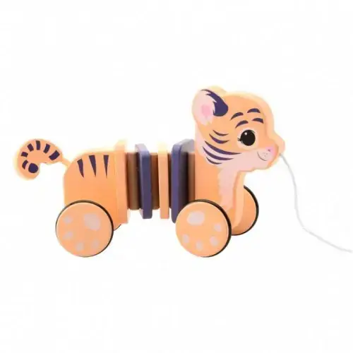 Детска дървена играчка за дърпане Joueco Тигърче | P112173
