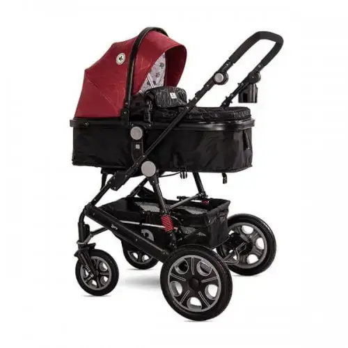 Бебешка комбинирана количка 3в1, Lora Set Luxe Red Elephants | P113706