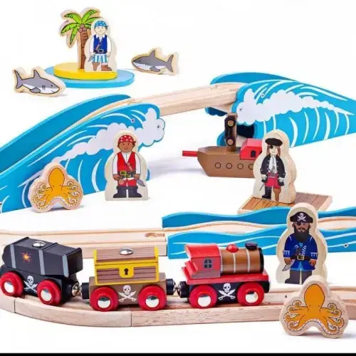 Детски дървен комплект - Пиратски влак BigJigs | P114149