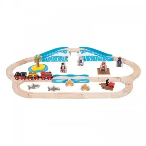 Детски дървен комплект - Пиратски влак BigJigs | P114149