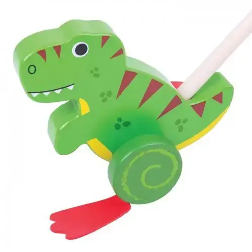 Детска дървена играчка за бутане BigJigs Тиранозавър Рекс | P114195