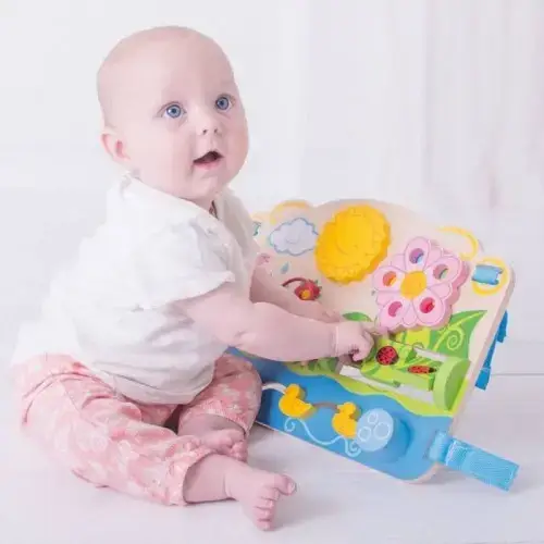 Бебешка играчка - Дървен активен център BigJigs Цвете  - 4