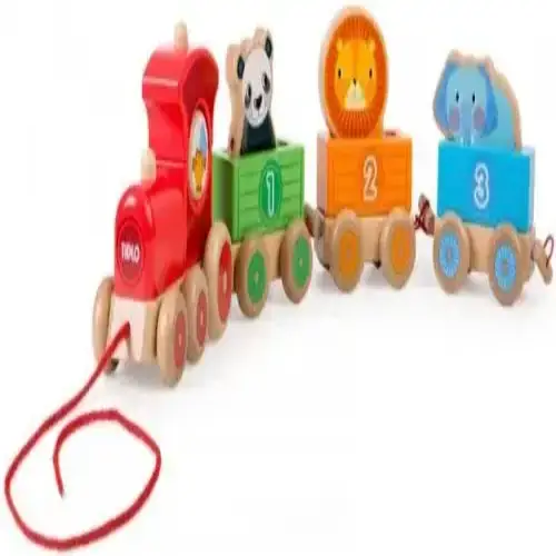 Детска играчка - Дървено влакче за дърпане BigJigs Джунгла | P114201