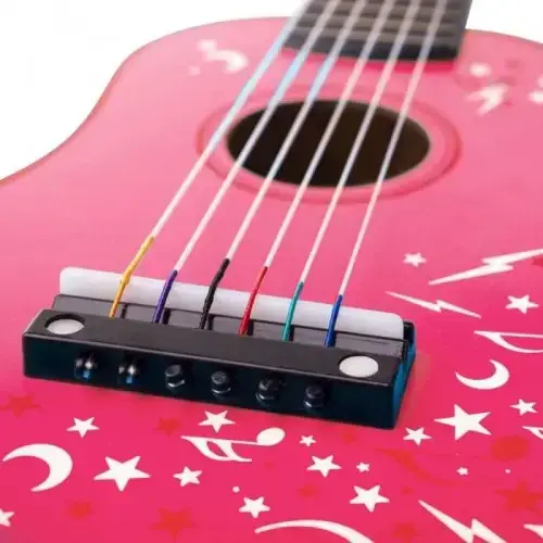 Детска дървена китара в розов цвят BigJigs  - 4