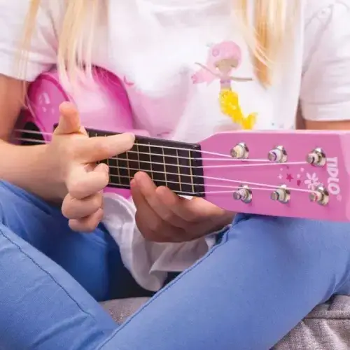Детска дървена китара в розов цвят BigJigs  - 7