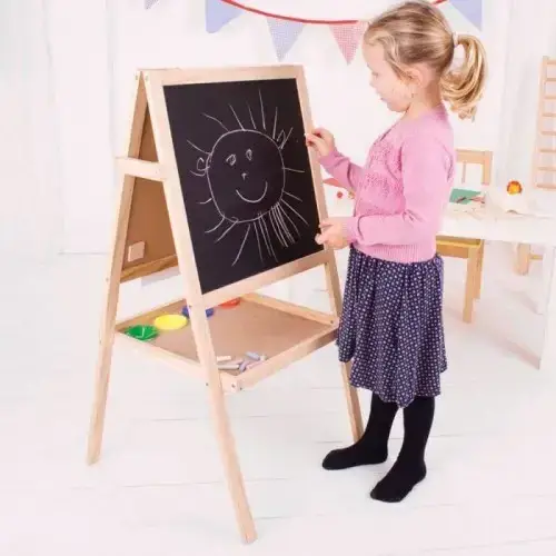 Детска дървена двустранна дъска за рисуване BigJigs | P114221
