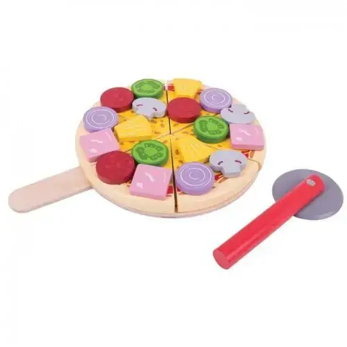 Детска дървена пица с дървени елементи BigJigs | P114229
