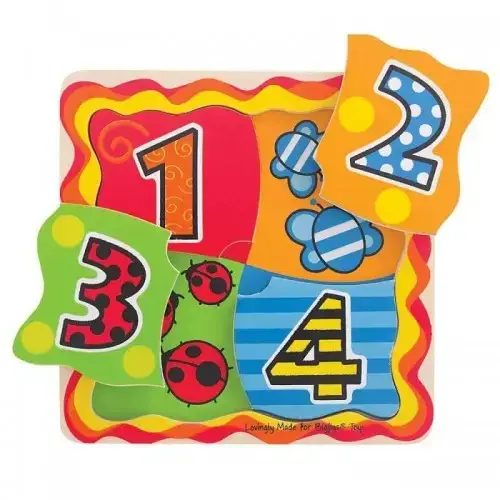 Детски дървен пъзел BigJigs Многоцветни цифри | P114267