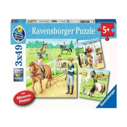 Детски пъзел Ravensburger Един ден при конете 3х49 ел. | P114427