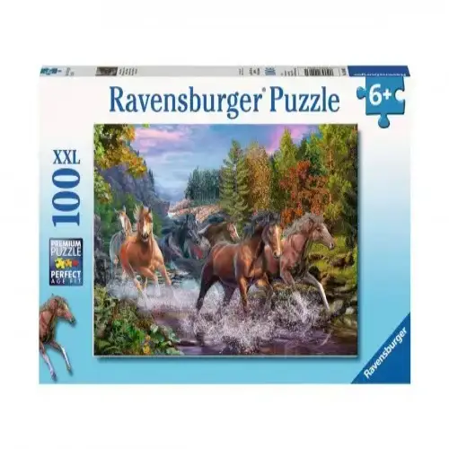 Детски пъзел Ravensburger Препускащи коне в река 100 ел. XXL | P114500