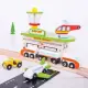 Детски дървен комплект - Влак, релси, летище и аксесоари BigJigs  - 4