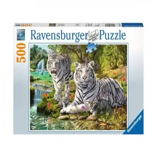 Детски пъзел Ravensburger Семейство бели тигри 500 части | P115246