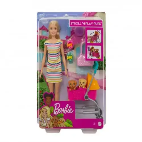 Детска кукла Barbie - Комплект на разходка с 2 кученца | P115302