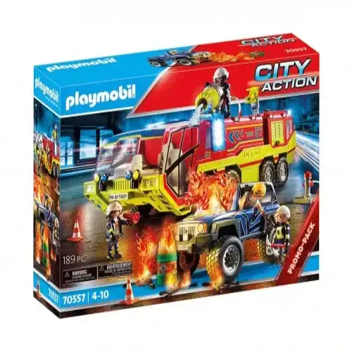 Детска пожарна със звук и светлина и горящ джип Playmobil | P115861