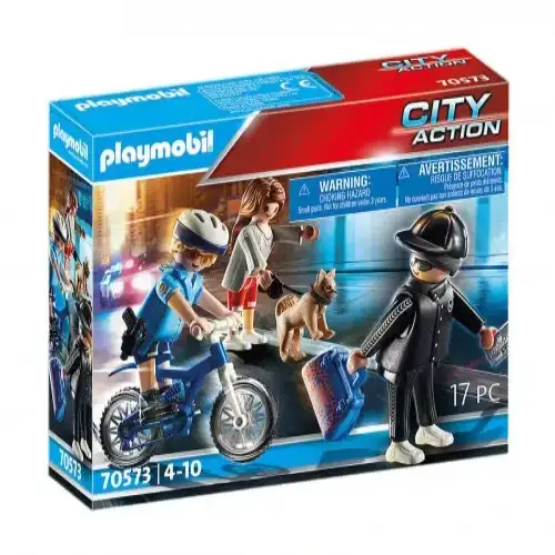 Детски комплект за игр Playmobil Полицейско преследване с колело | P115867